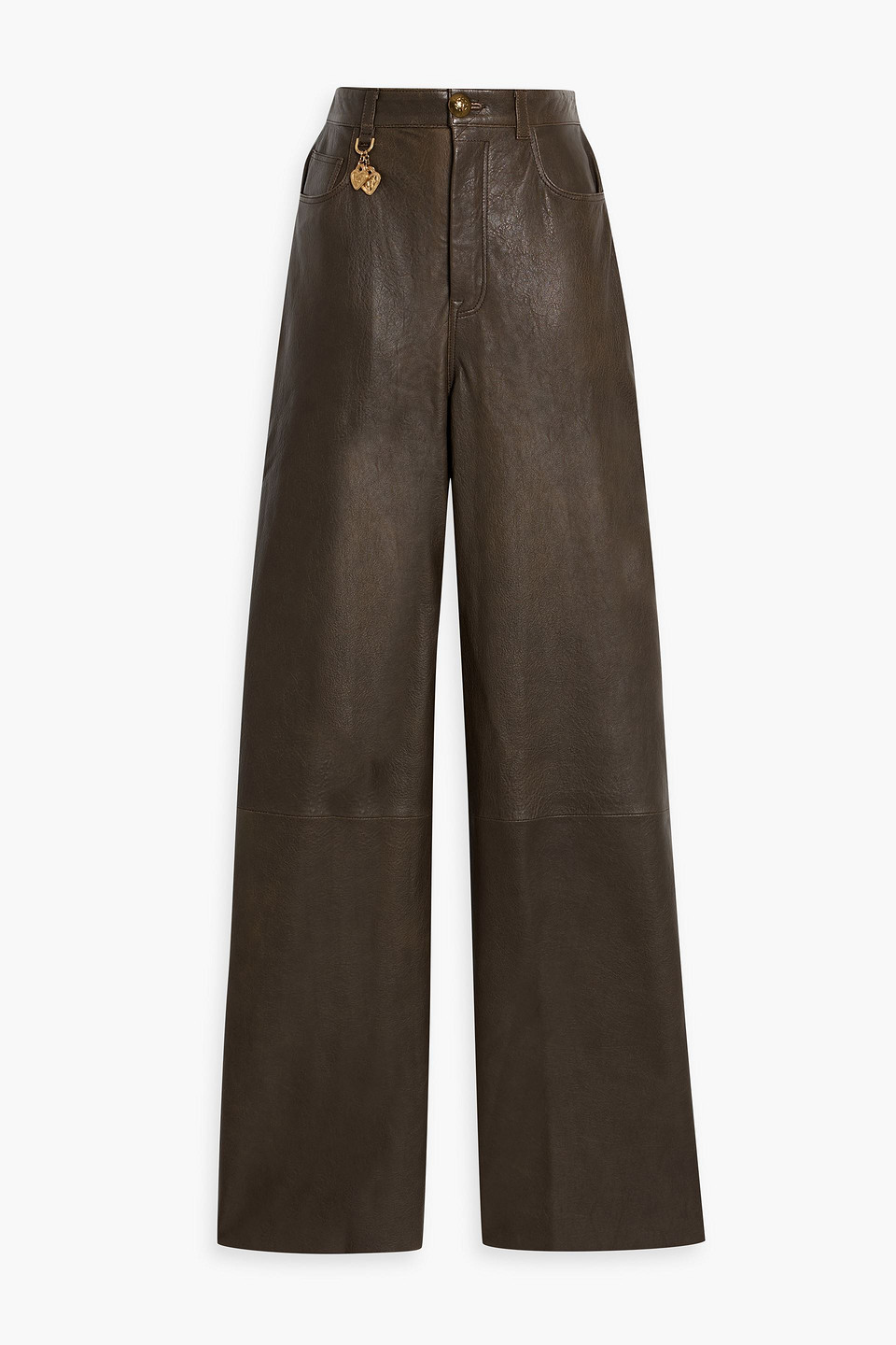 Zimmermann Leather Wide-leg Pants In Brown