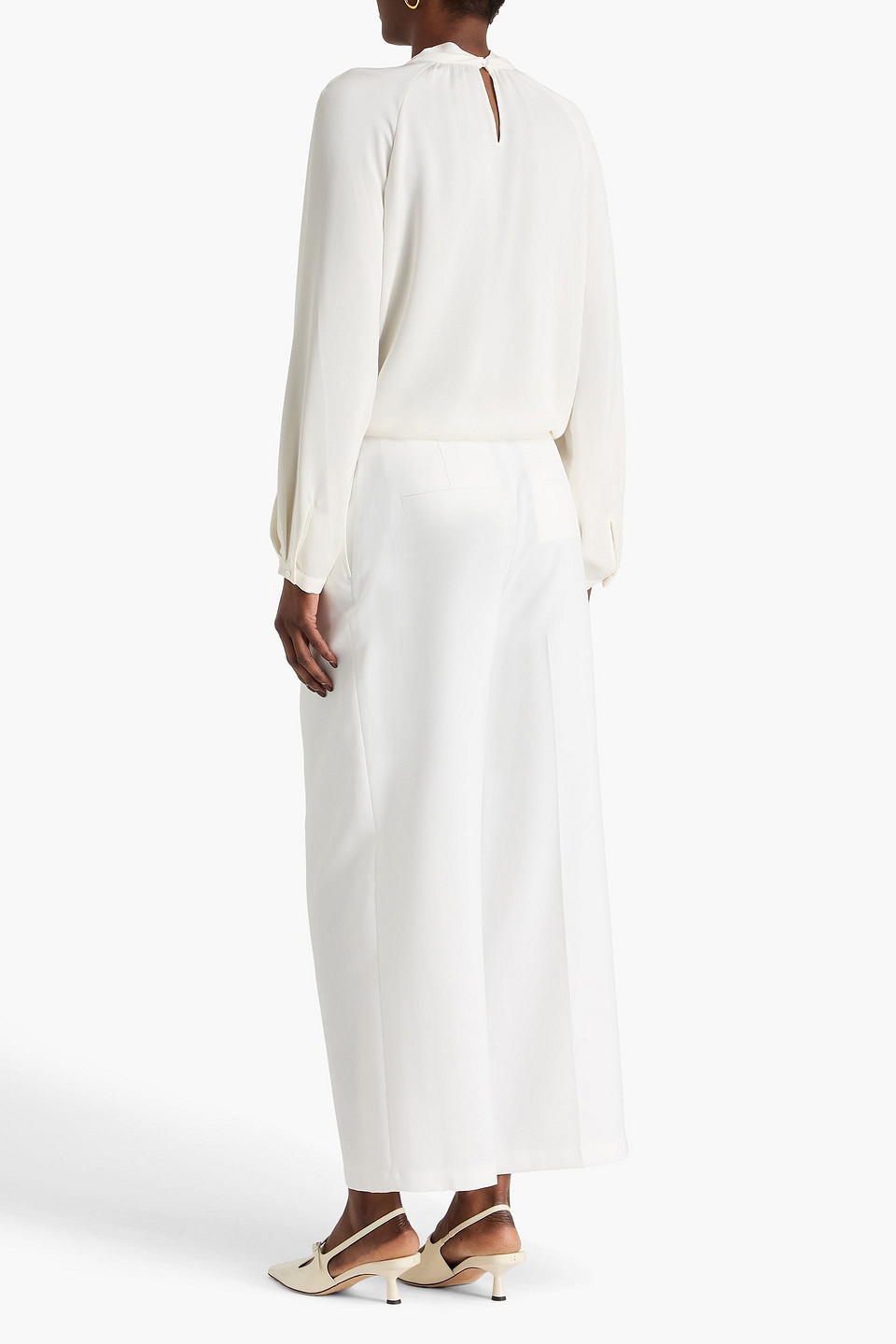  Theory - Twisted Silk-crepe Blouse - White - L 