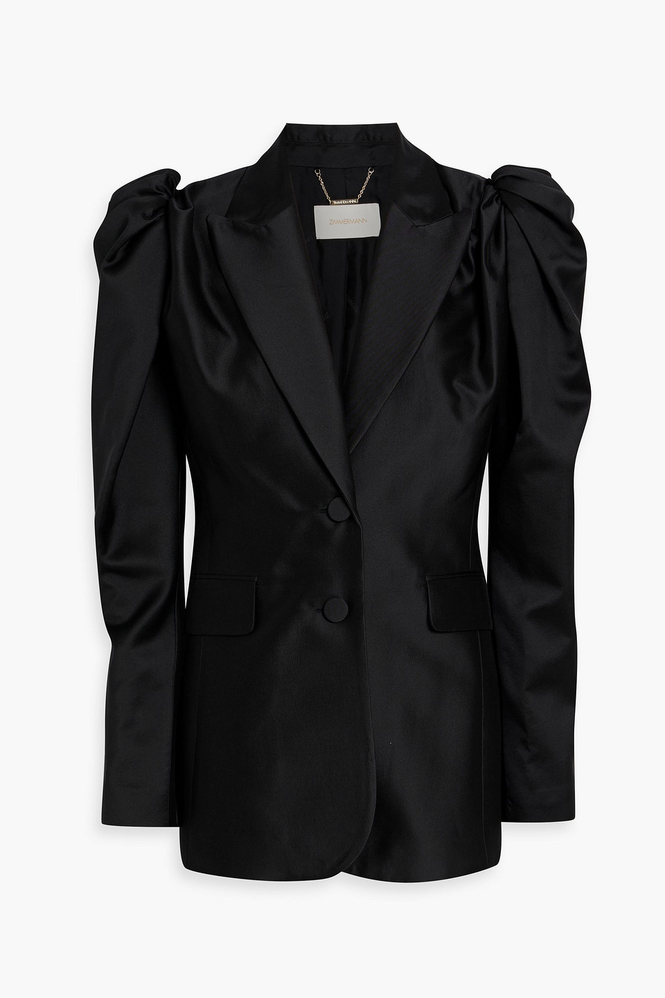 Zimmermann Gathered Silk And Wool-blend Blazer In Black