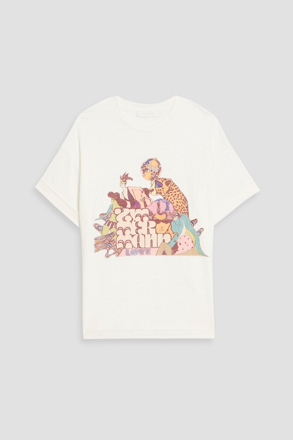Zimmermann Printed Linen-jersey T-shirt In Off-white