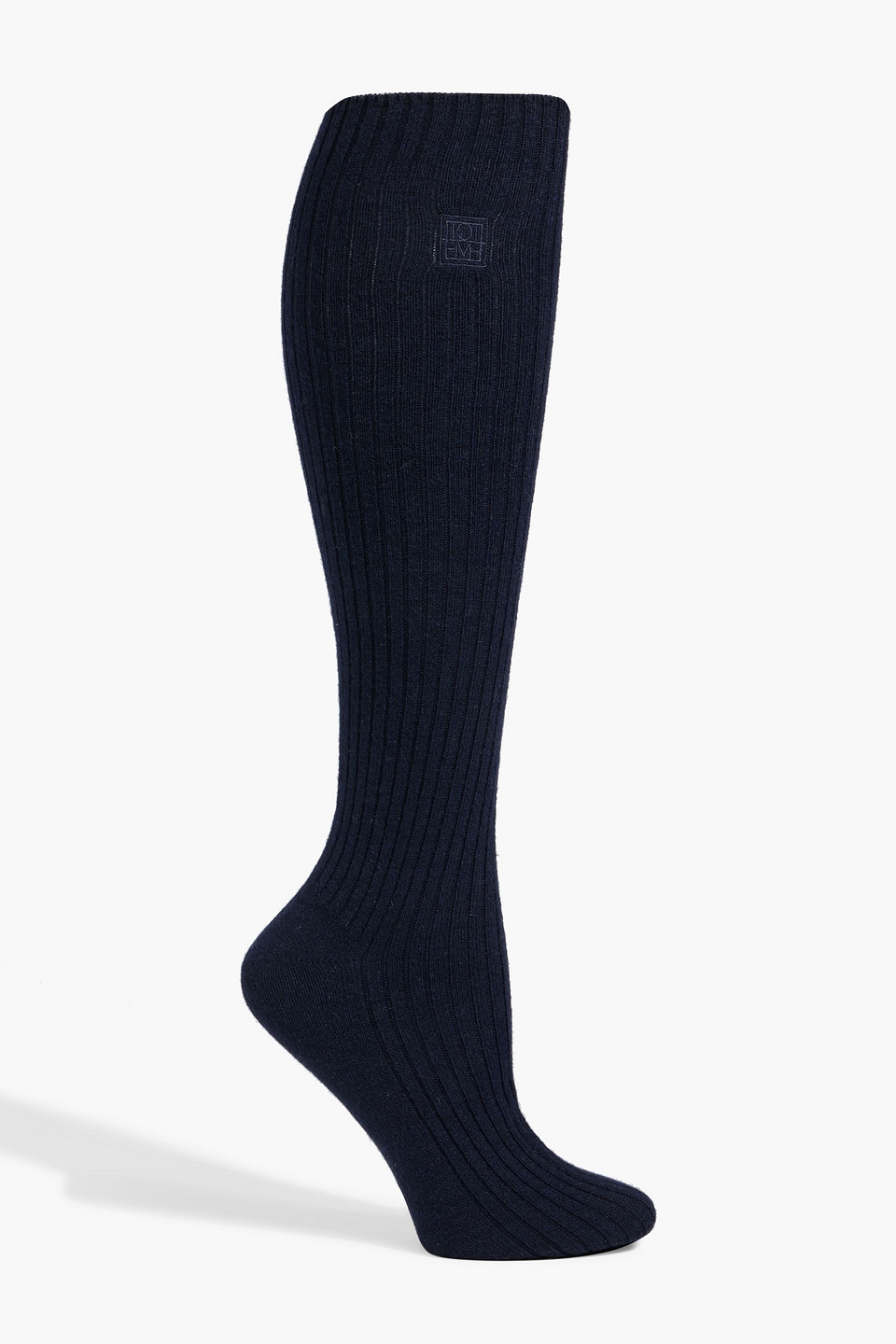 toteme - set of two ribbed knee socks - blue - eu 42-44