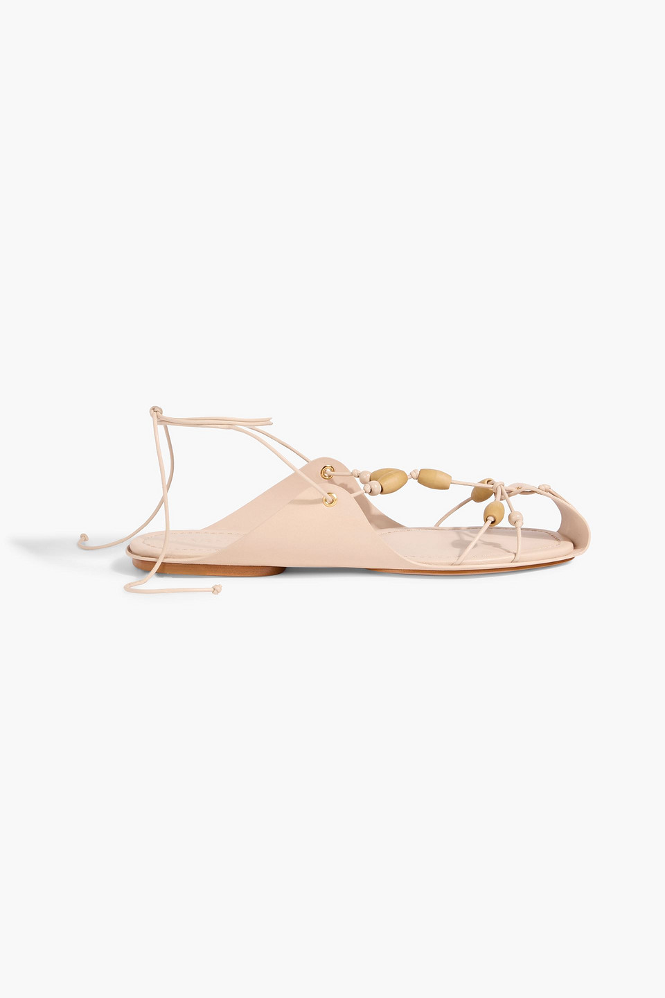 farm rio - beaded leather sandals - pink - us 7