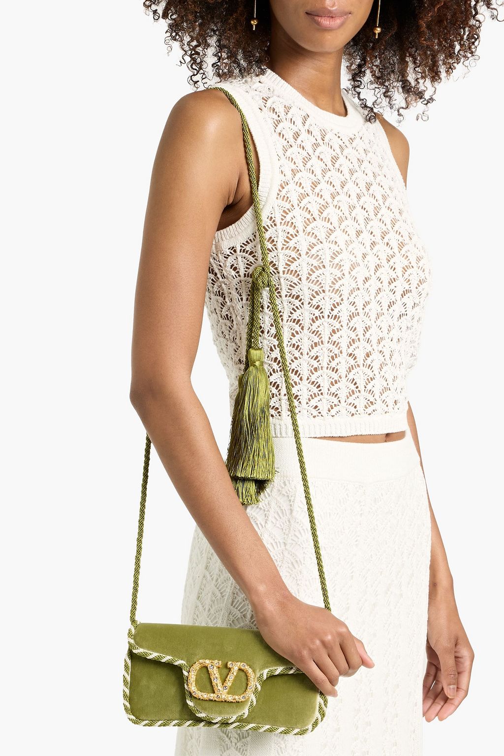 VALENTINO GARAVANI Locò embellished velvet clutch | THE OUTNET