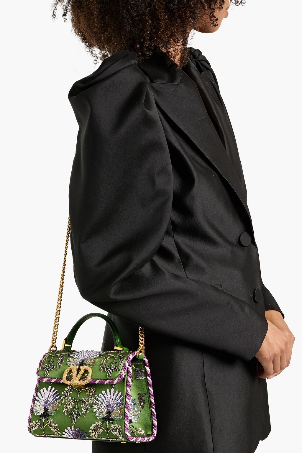 VALENTINO GARAVANI Vsling mini embellished satin tote | THE OUTNET