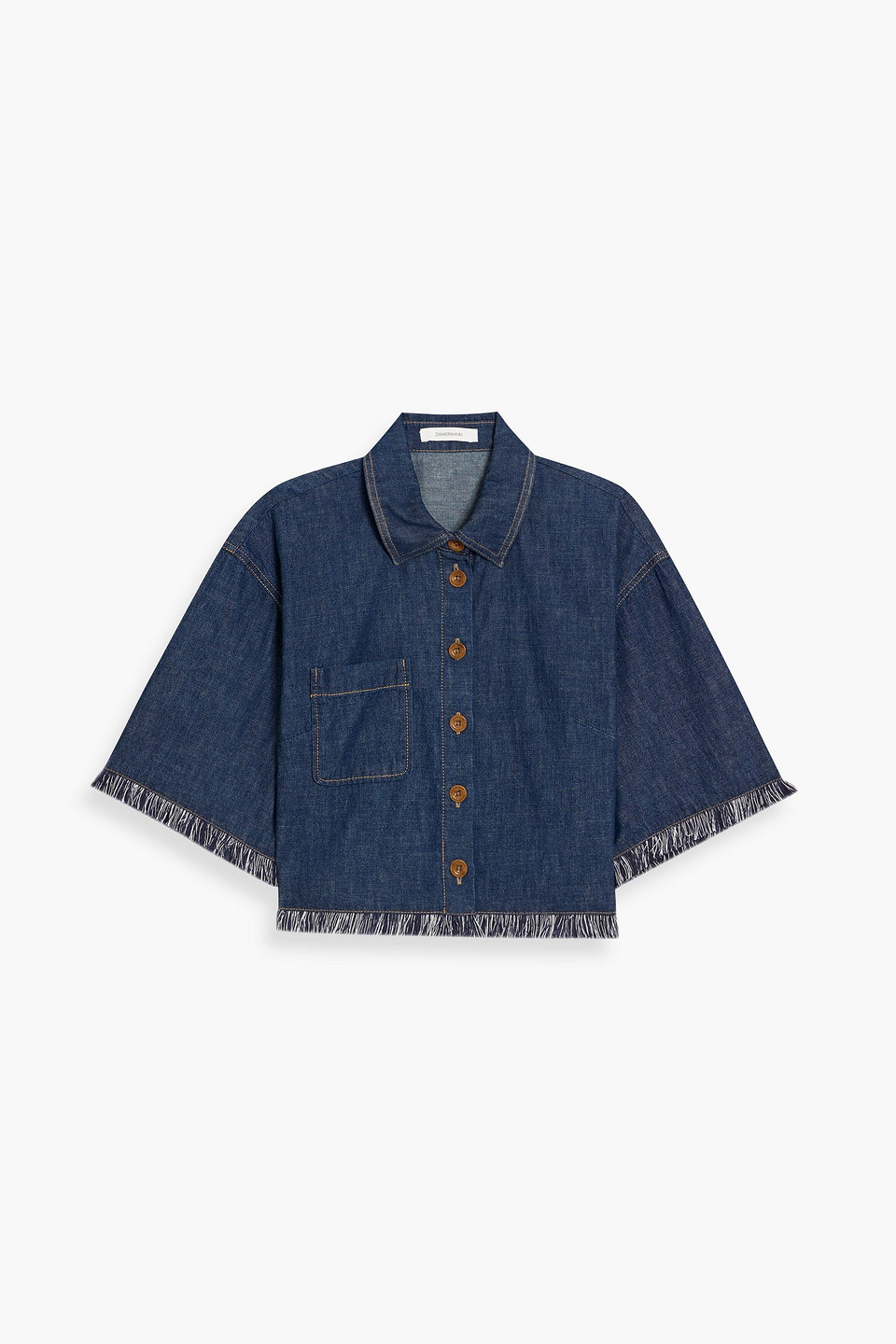 zimmermann - cropped denim shirt - blue - 1