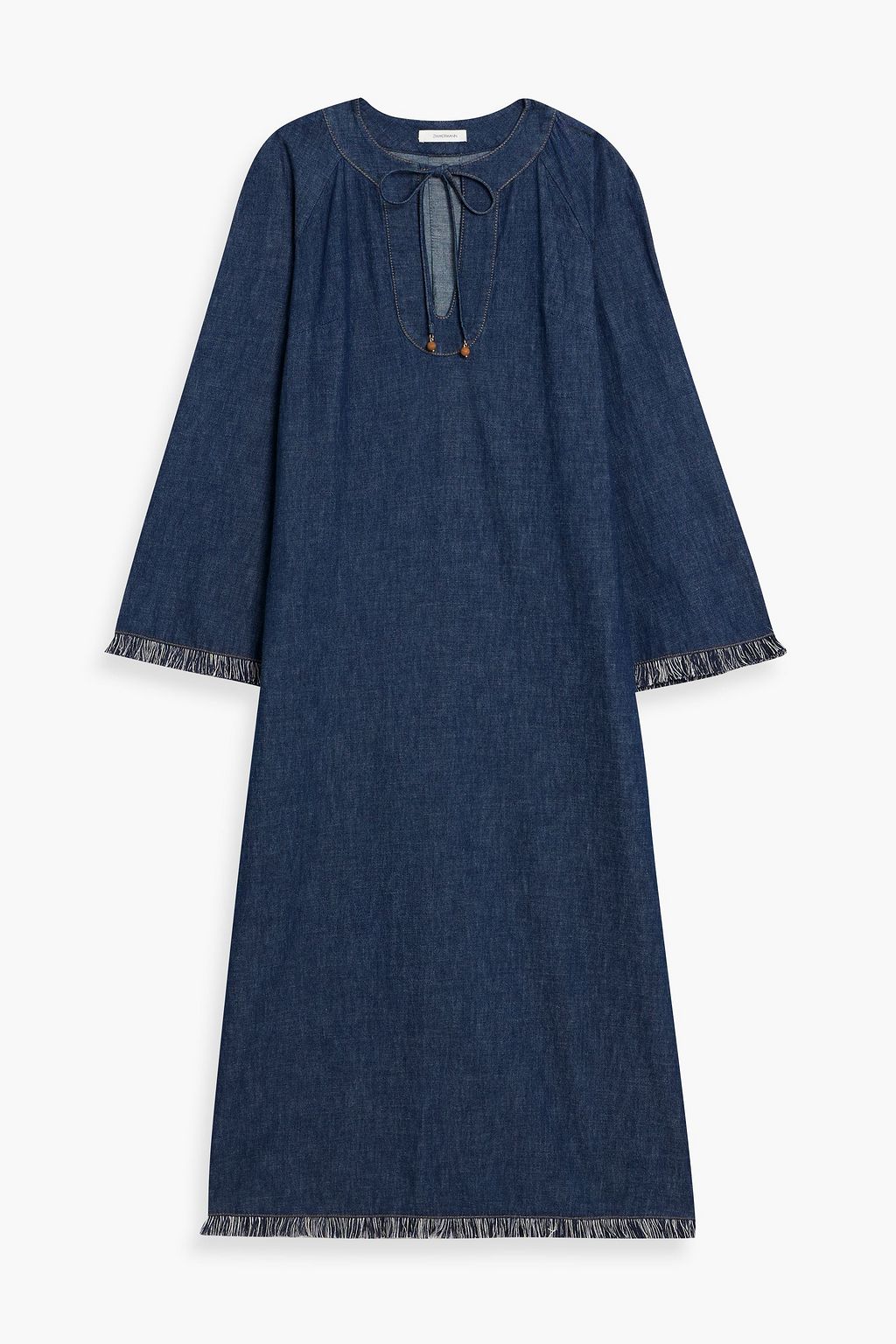 ZIMMERMANN Frayed denim midi dress | THE OUTNET