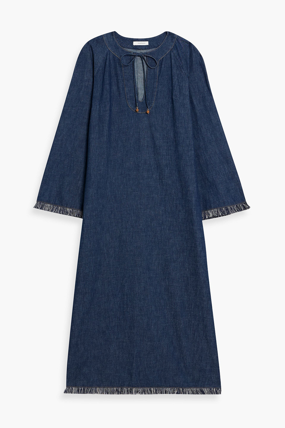 Zimmermann Frayed Denim Midi Dress In Blue