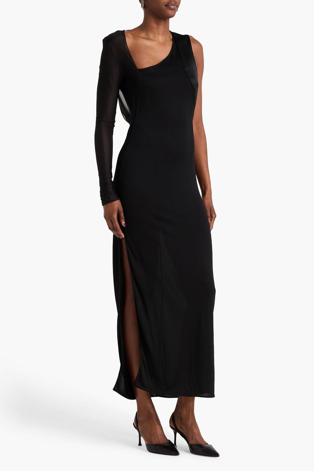 galvan satin dress Sienna halterneck satin gown in brown - Galvan