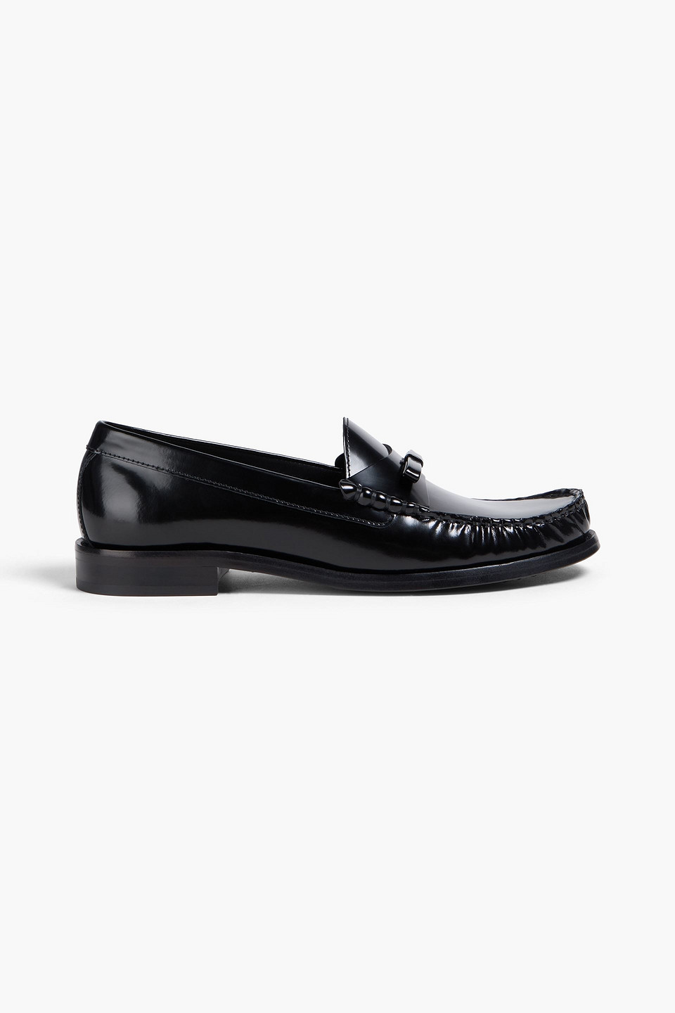 stuart weitzman - lottie bow-detailed patent-leather loafers - black - us 7.5