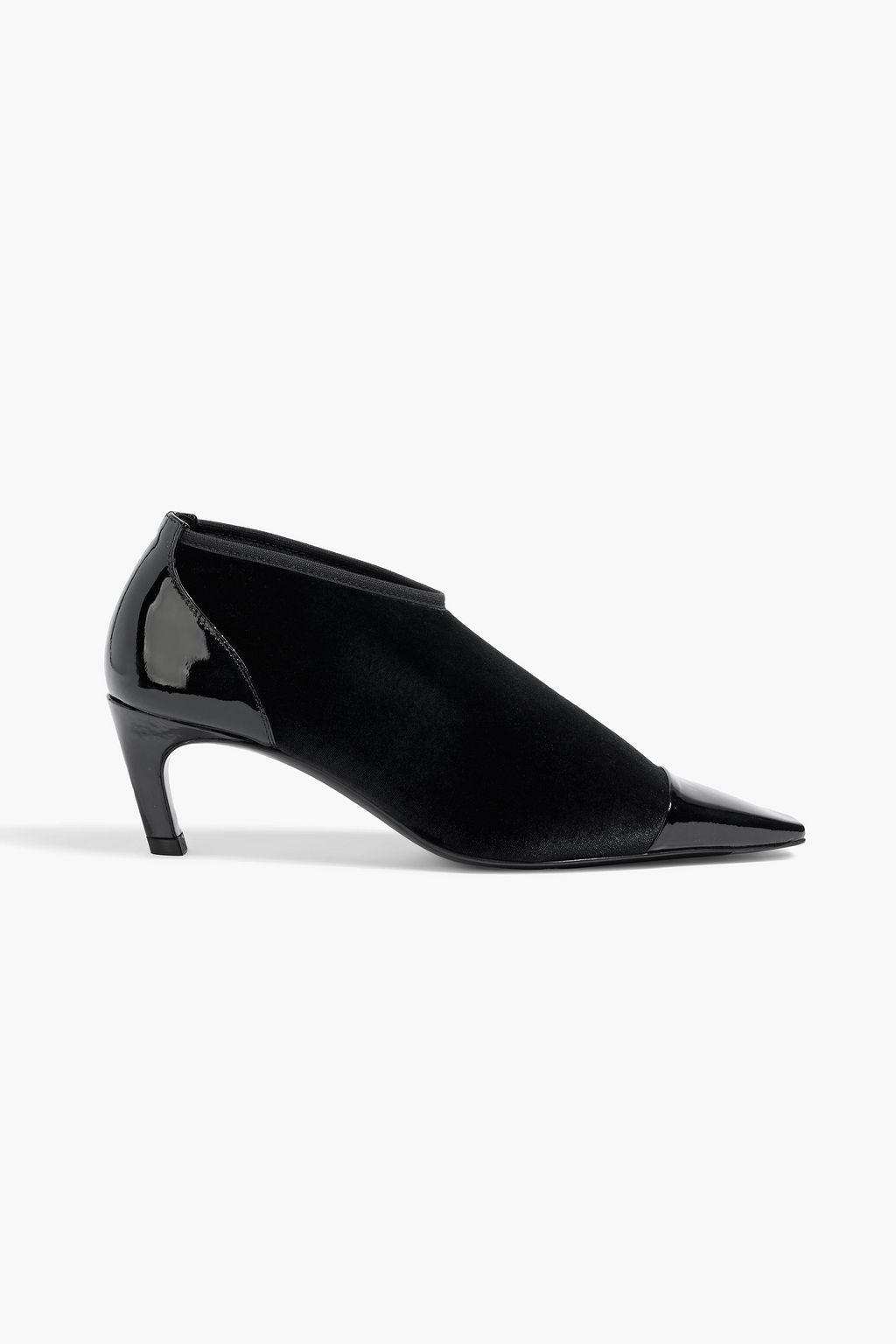 TOTEME Patent leather-trimmed velvet ankle boots | THE OUTNET
