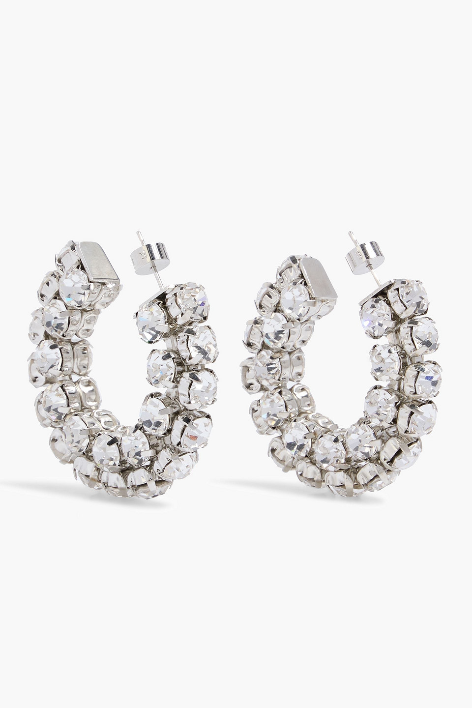 Area Silver-tone Crystal Hoop Earrings In Metallic