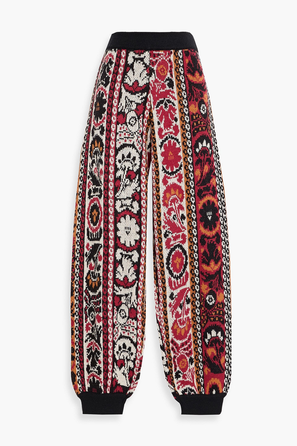 farm rio - jacquard-knit track pants - red - xs