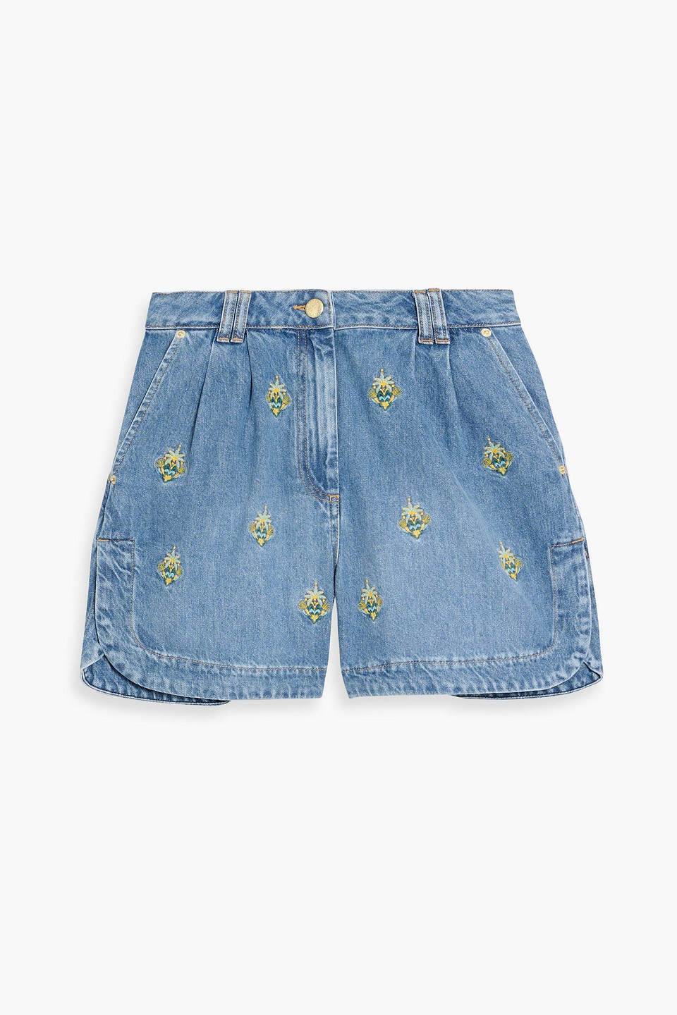 farm rio - embroidered denim shorts - blue - 23