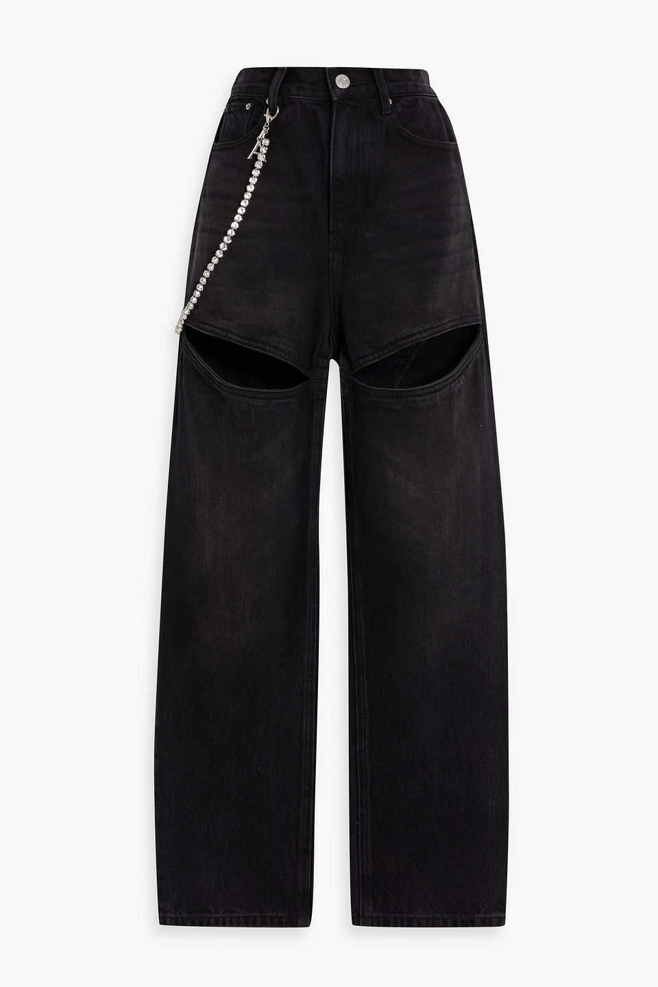 Area Cutout High-rise Straight-leg Jeans In Black