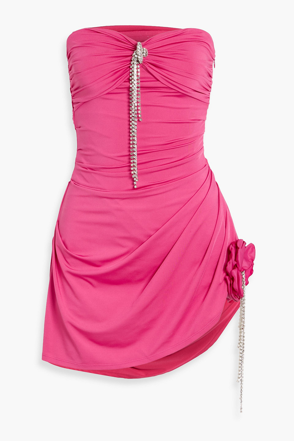 area - strapless embellished stretch-jersey mini dress - pink - xs
