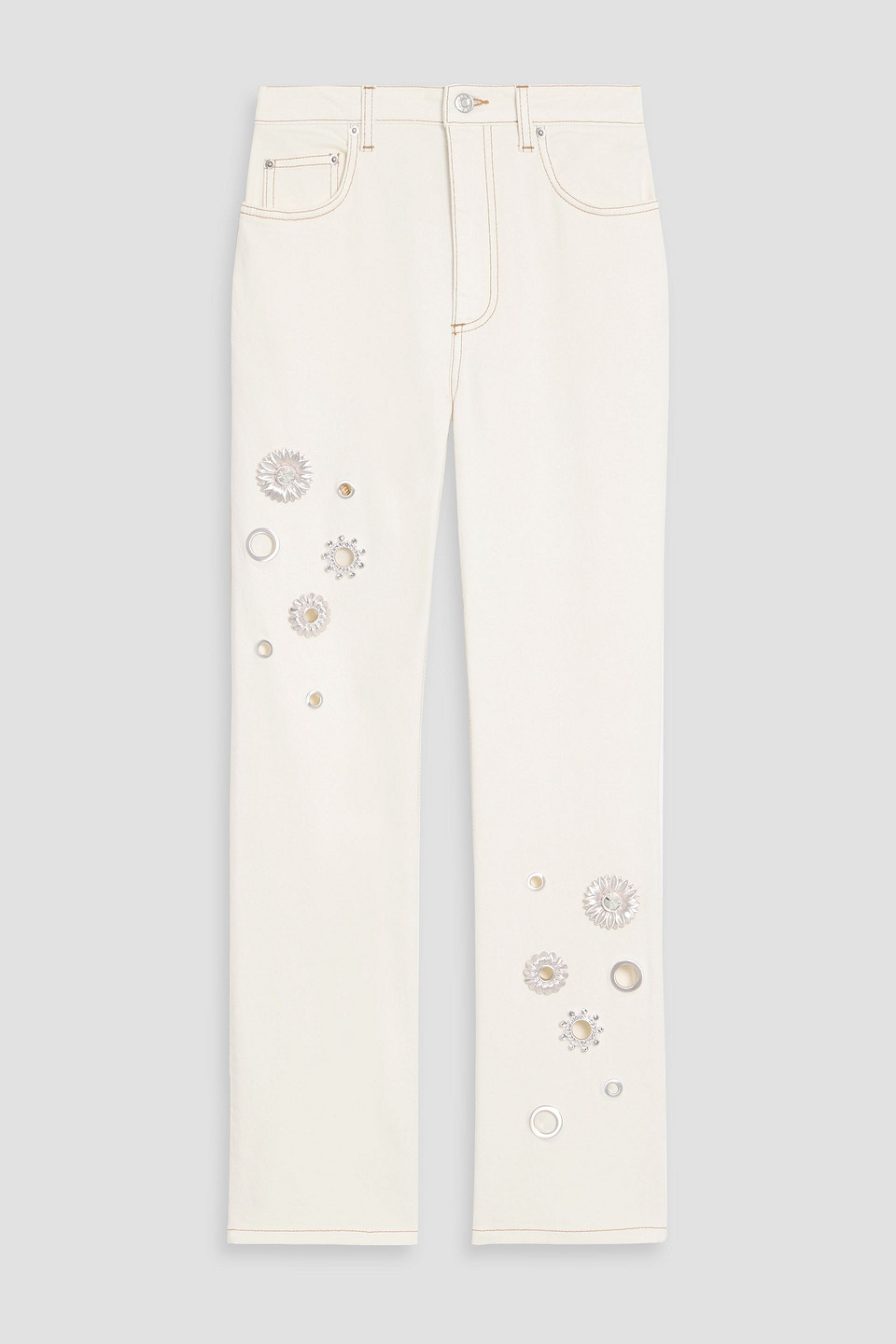 area - embellished high-rise straight-leg jeans - white - 24