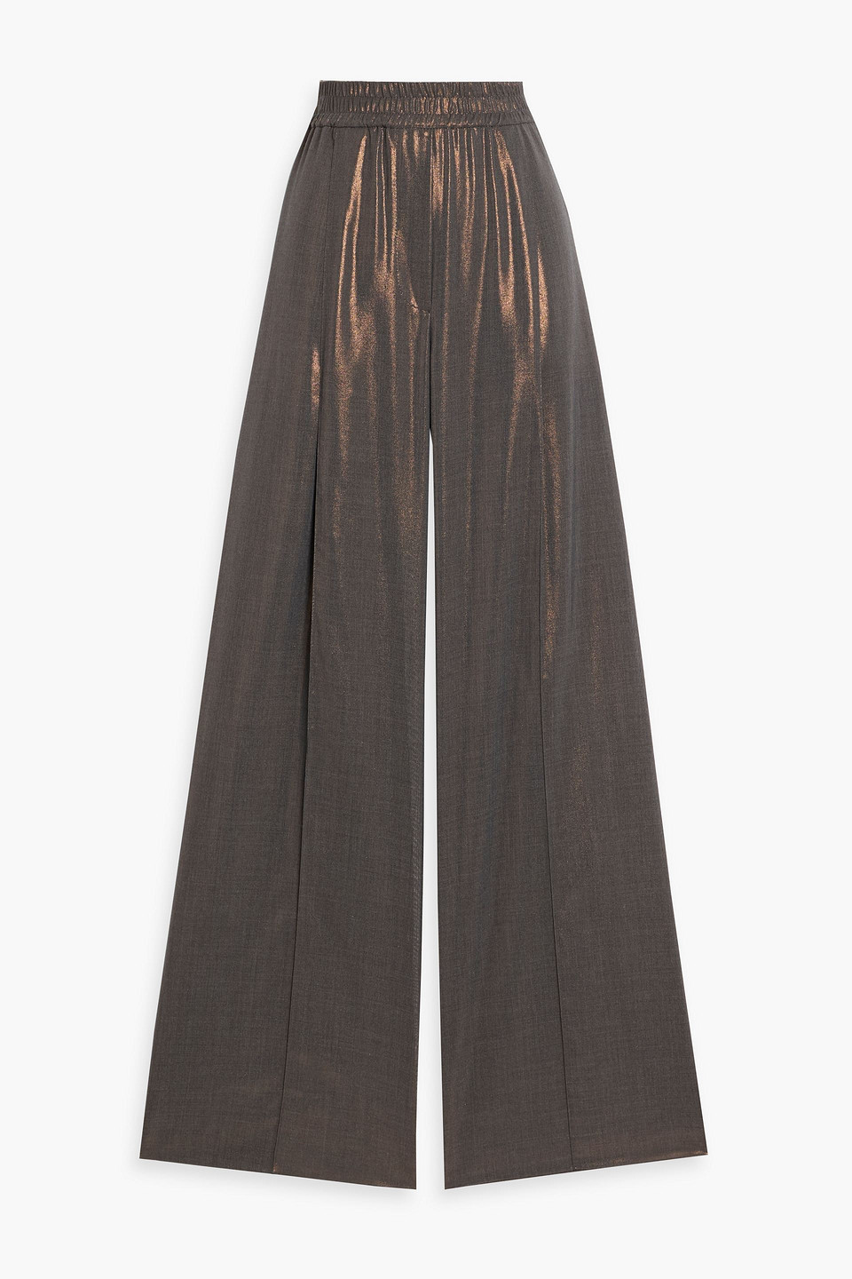 brunello cucinelli - metallic woven wide-leg pants - metallic - it 42