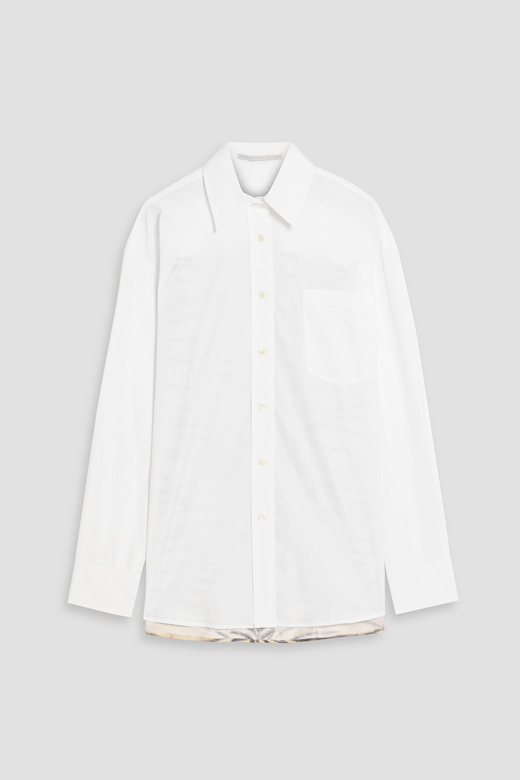 STELLA MCCARTNEY Leopard-print twill-paneled cotton-poplin shirt