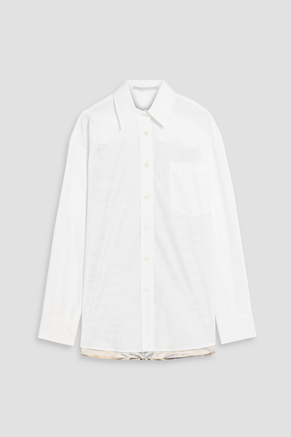 stella mccartney - leopard-print twill-paneled cotton-poplin shirt - white - it 36