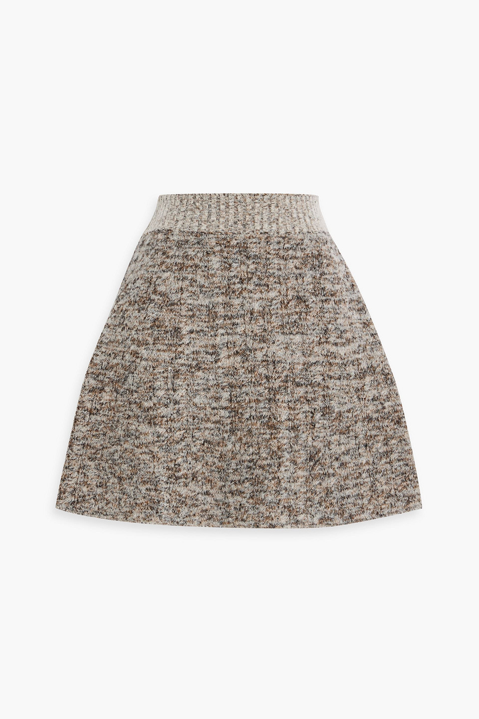 stella mccartney - marled wool-blend mini skirt - gray - m
