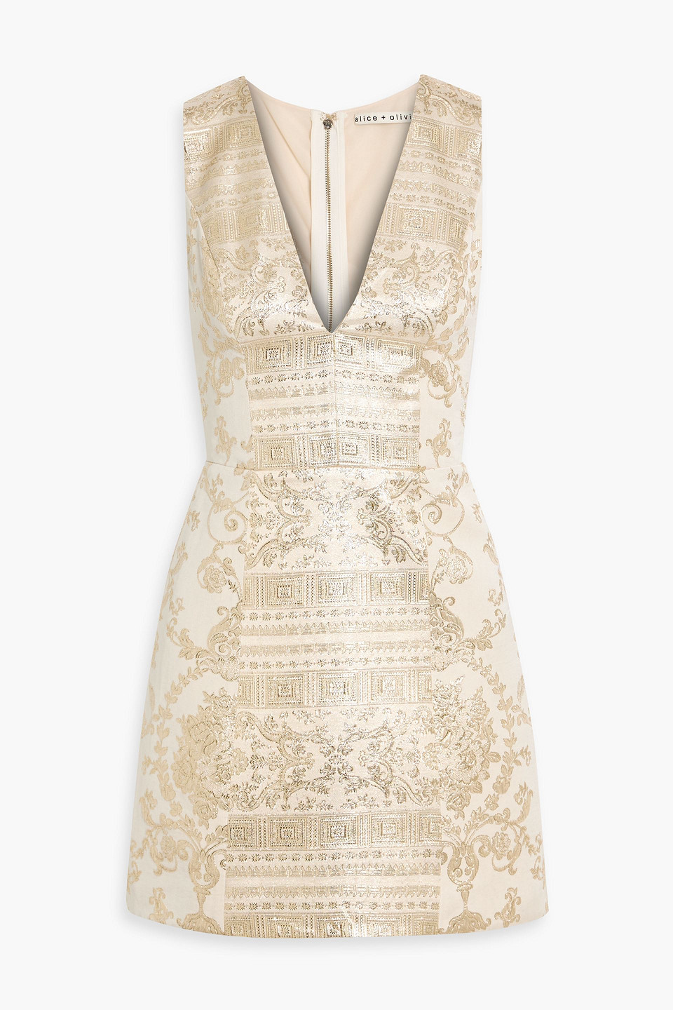 alice olivia - pacey metallic jacquard mini dress - metallic - us 2
