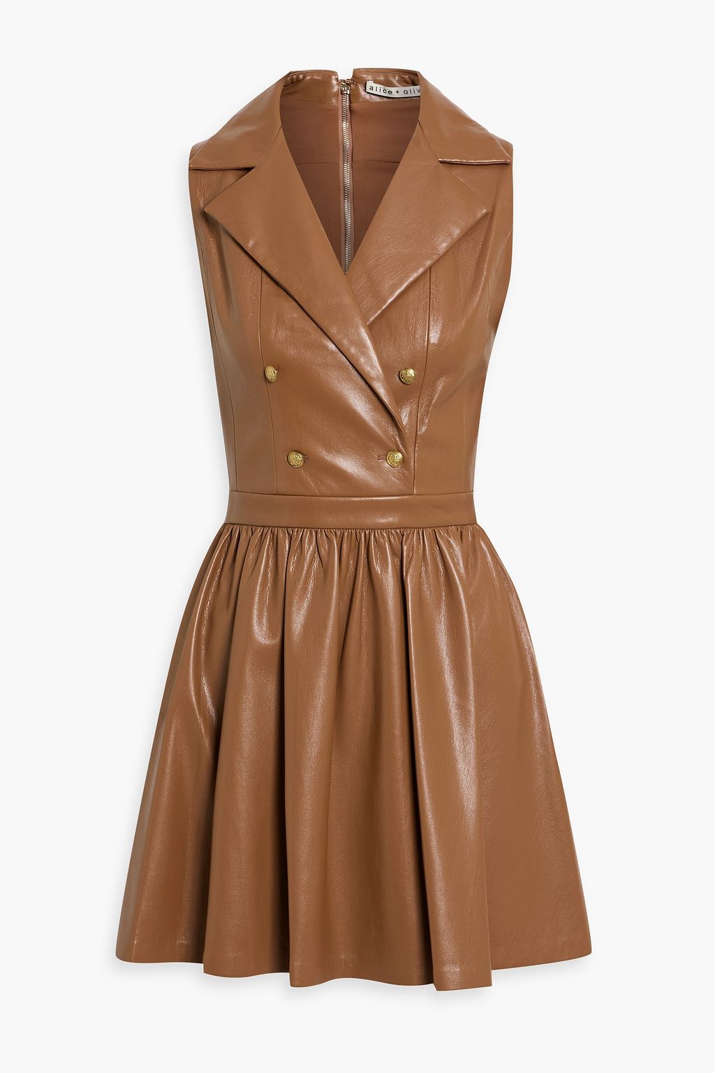 alice and olivia brown dress Alice And Olivia Women's Emmy Faux Leather Mini Dress - Brown - Size 8
