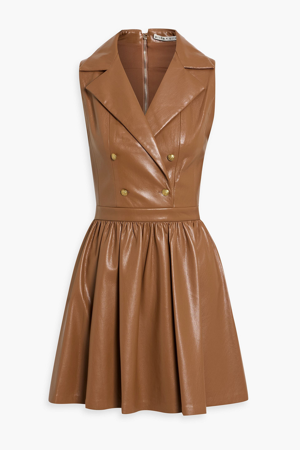 alice olivia - emmy mini tuxedo dress - brown - us 8