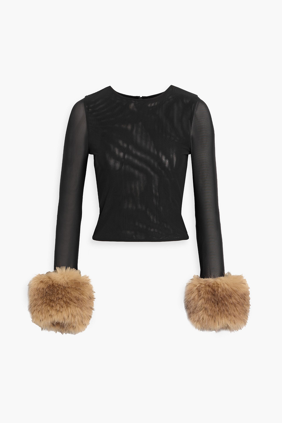 alice olivia - delaina mesh top - black - s