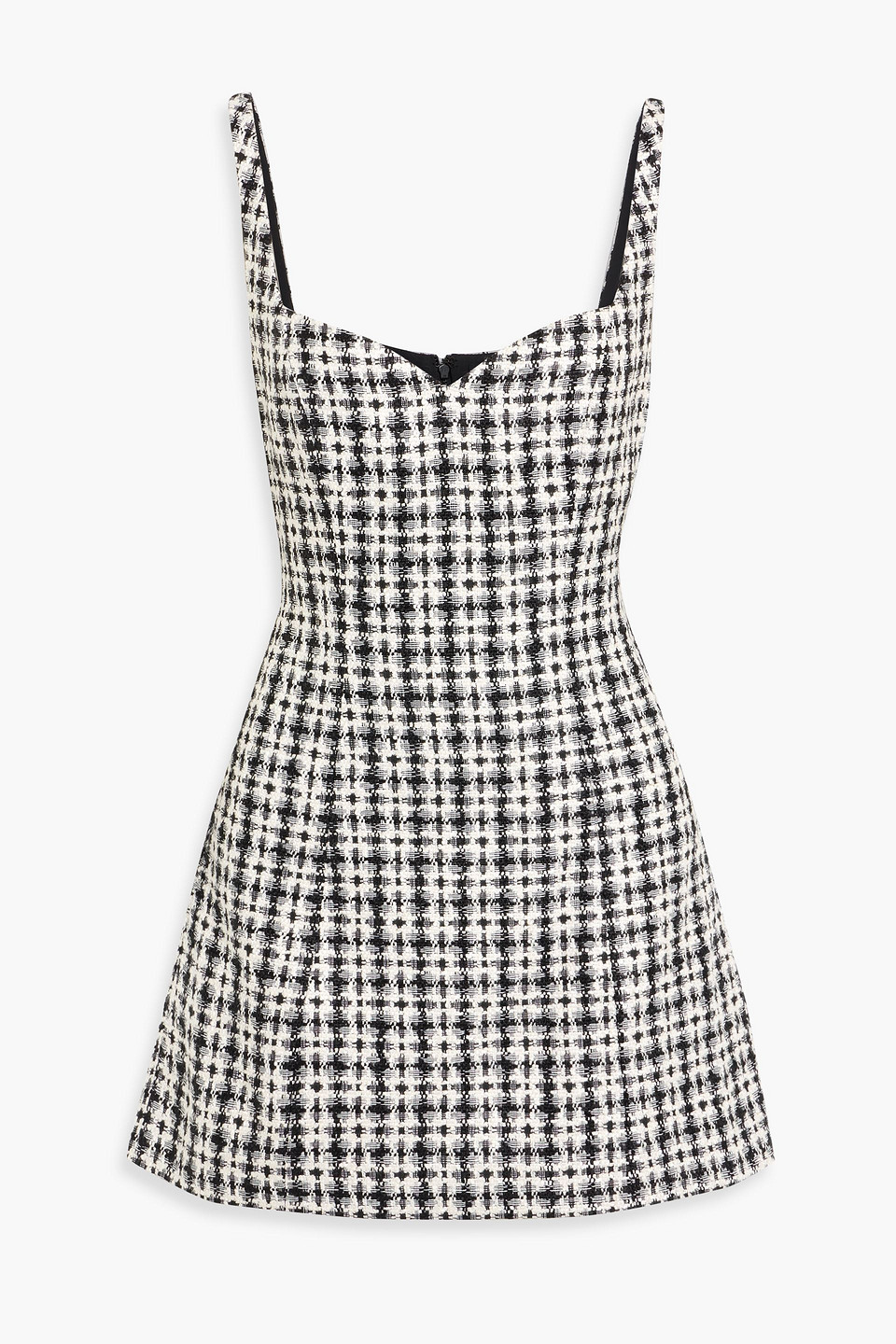 alice olivia - eve metallic checked tweed mini dress - black - us 0