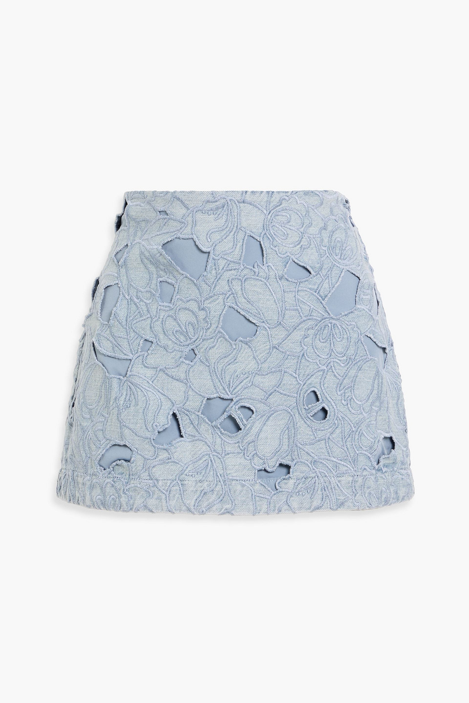 alice olivia - rubi embroidered denim mini skirt - blue - 26
