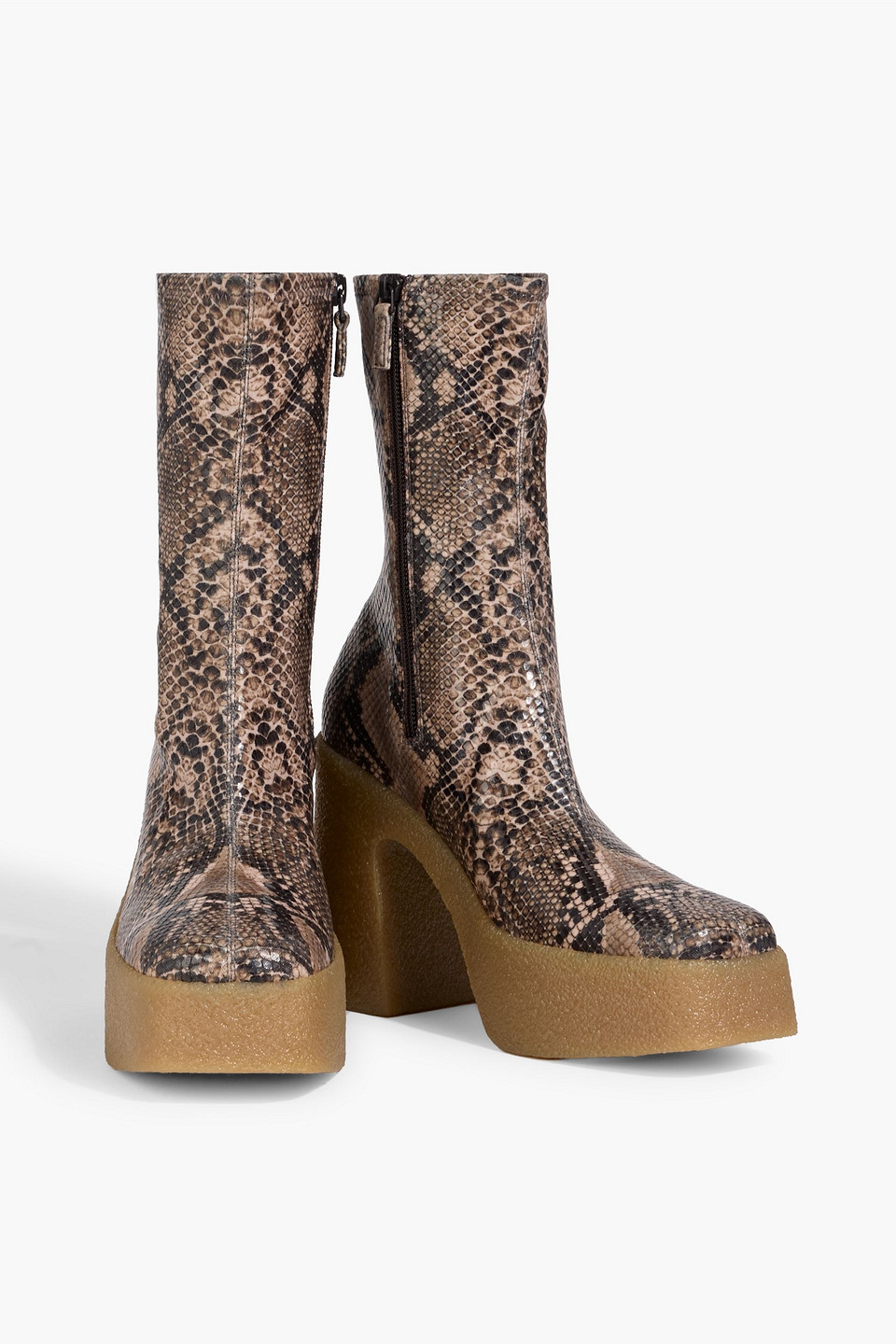 Stella Mccartney Skyla Snake-effect Platform Ankle Boots In Multi