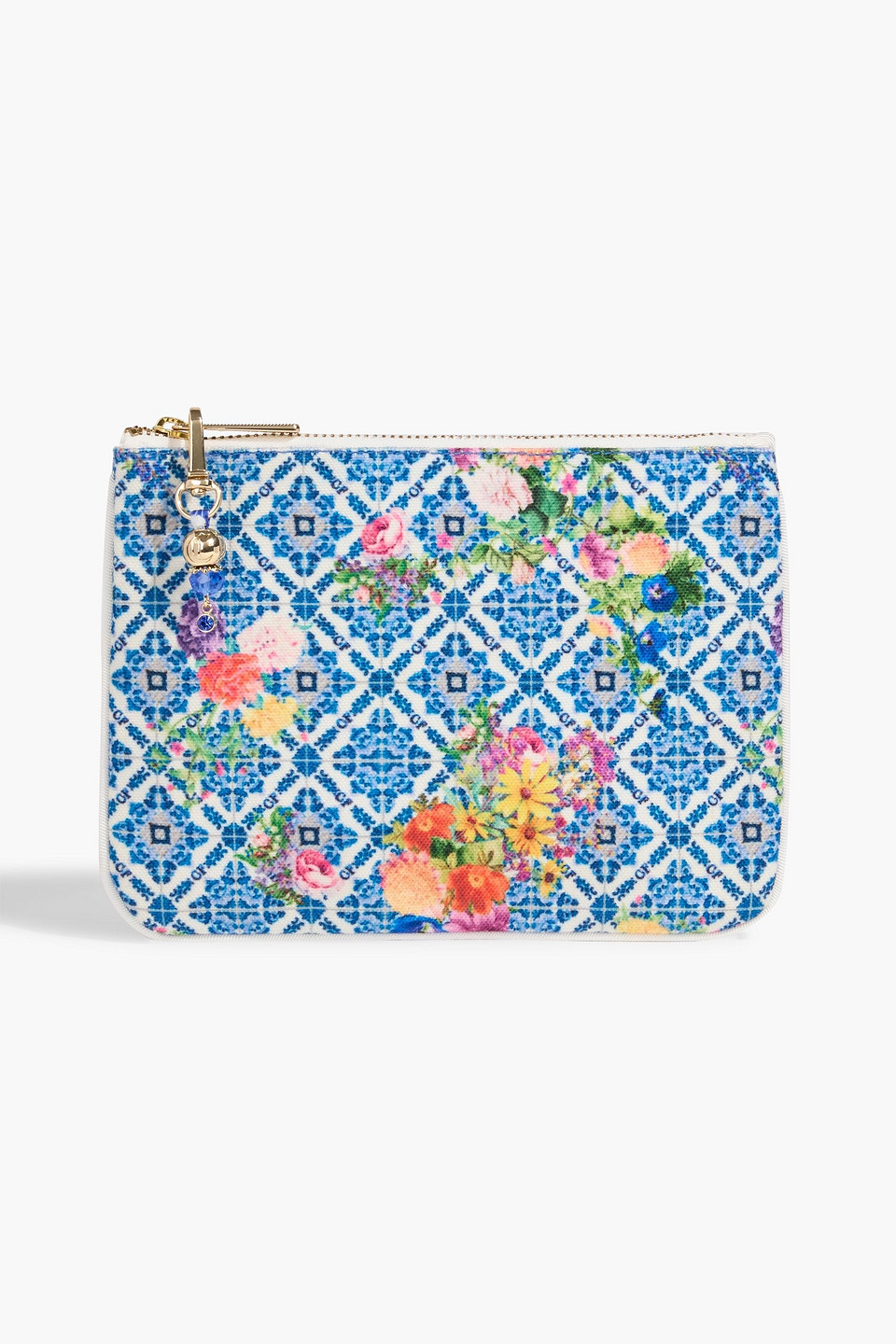 Camilla Printed Canvas Pouch In Blue