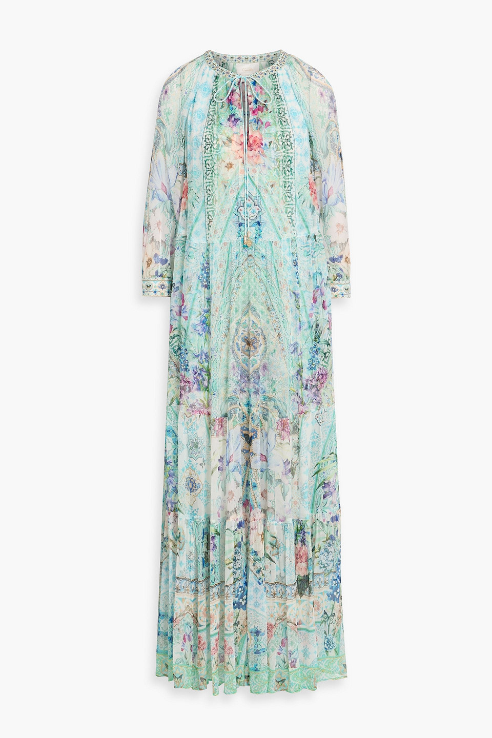 camilla - embellished printed silk crepe de chine maxi dress - white - xxs