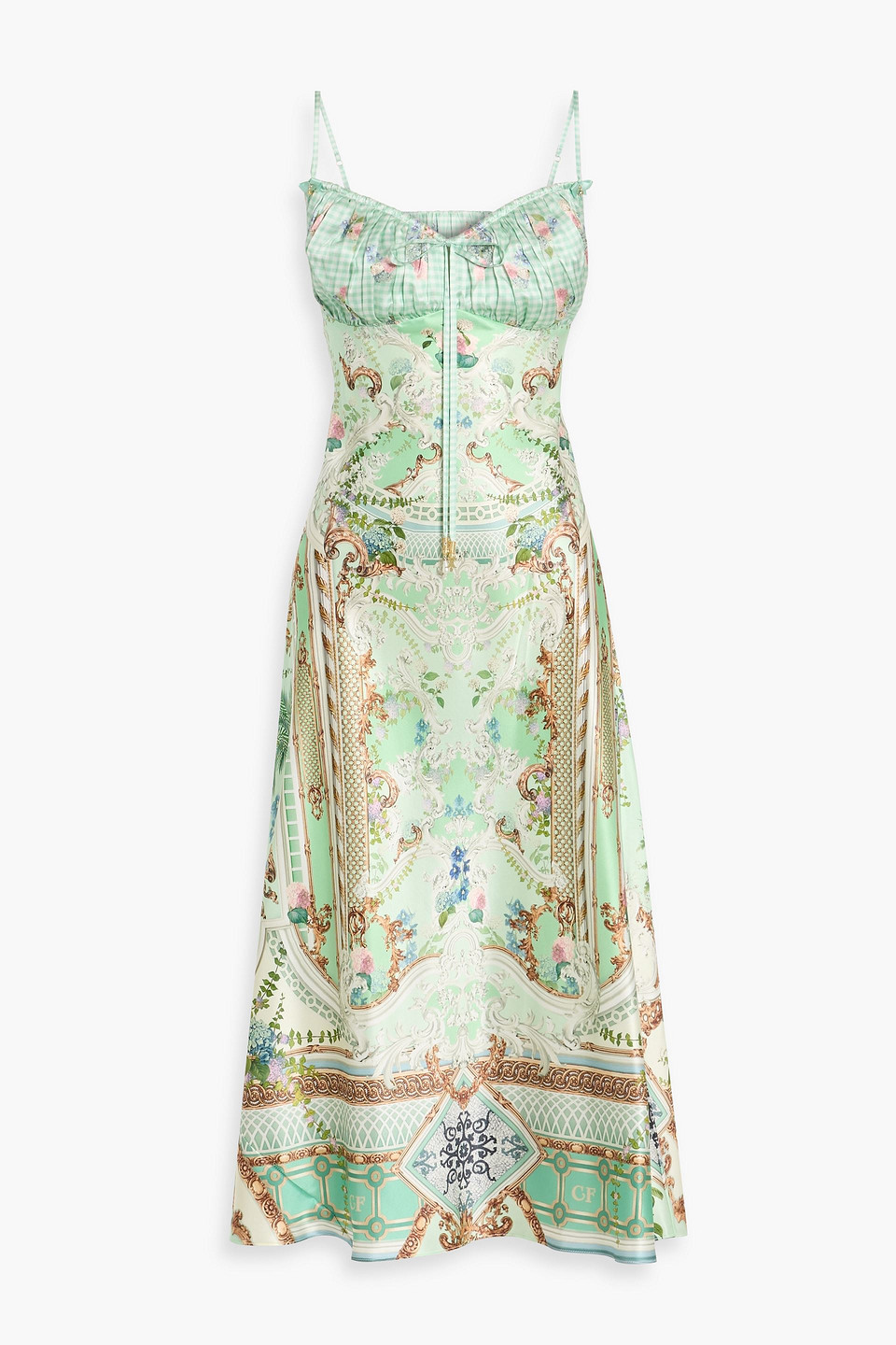 Camilla Cutout Printed Silk-satin Midi Dress In Multi