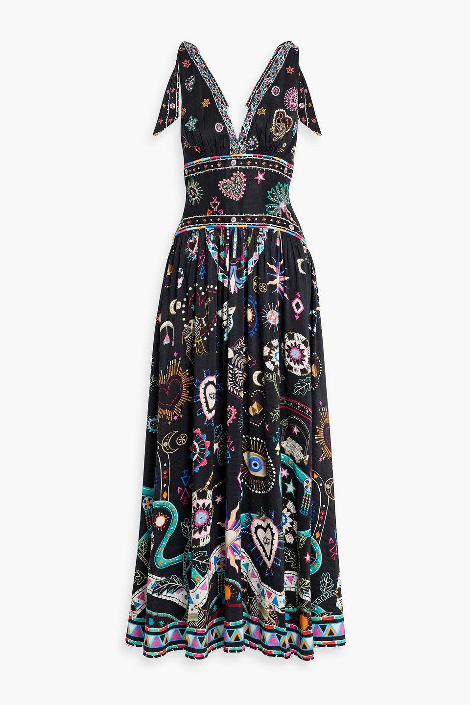Camilla Embellished Printed Linen And Silk-blend Maxi Dress In Multi