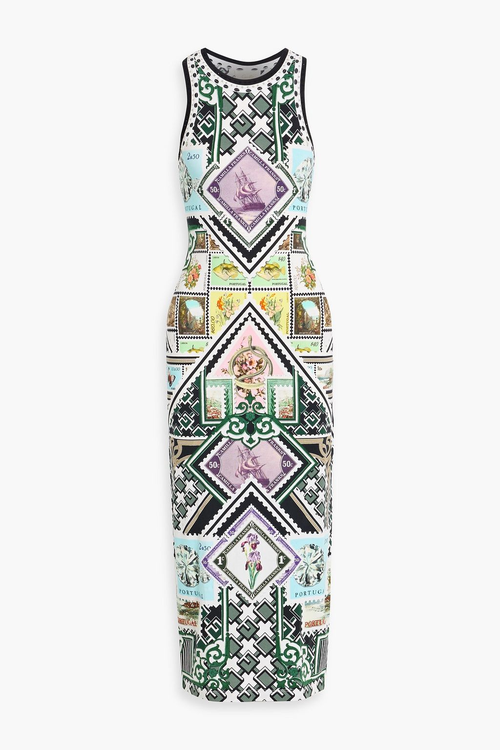 CAMILLA Studded printed cotton-blend jersey midi dress | THE OUTNET