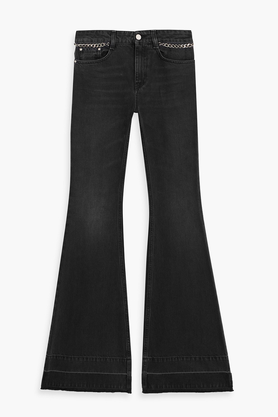 Stella Mccartney Chain-embellished High-rise Flared Jeans In Black