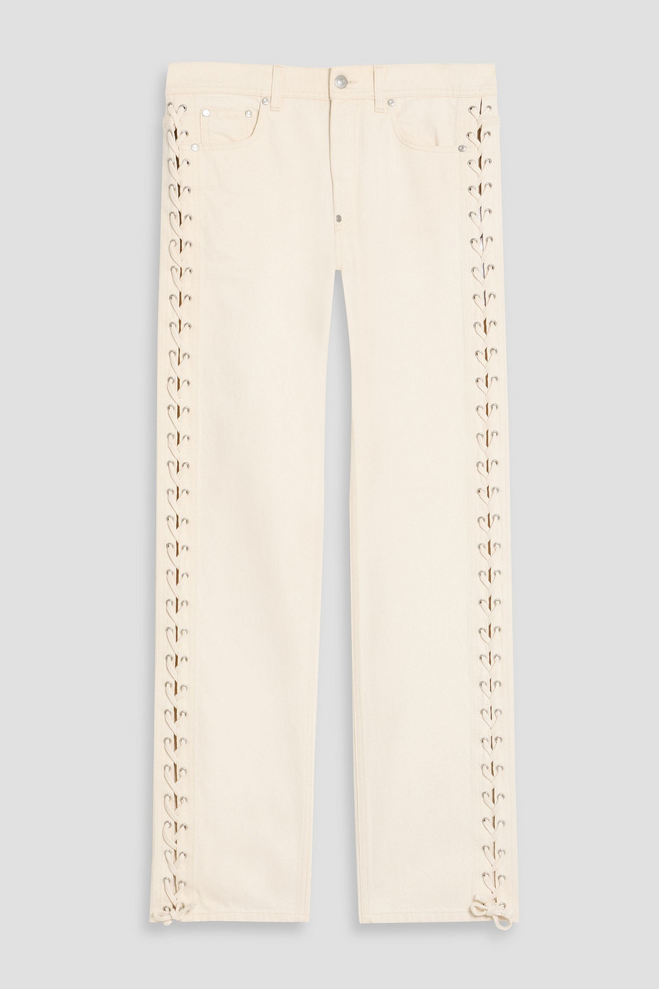 Stella Mccartney Lace-up High-rise Straight-leg Jeans In Neutral