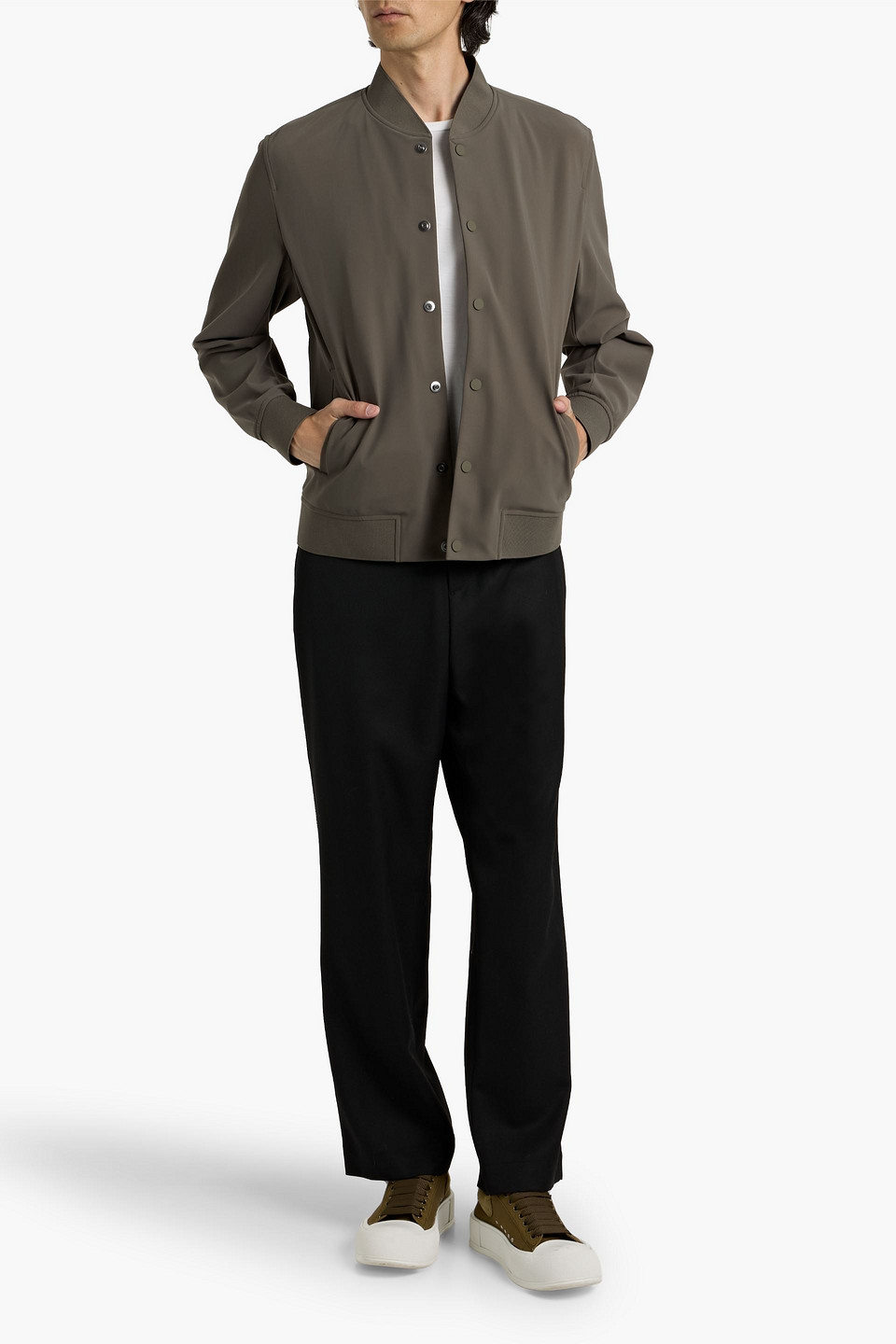 Theory Murphy Shell Bomber Jacket In Green