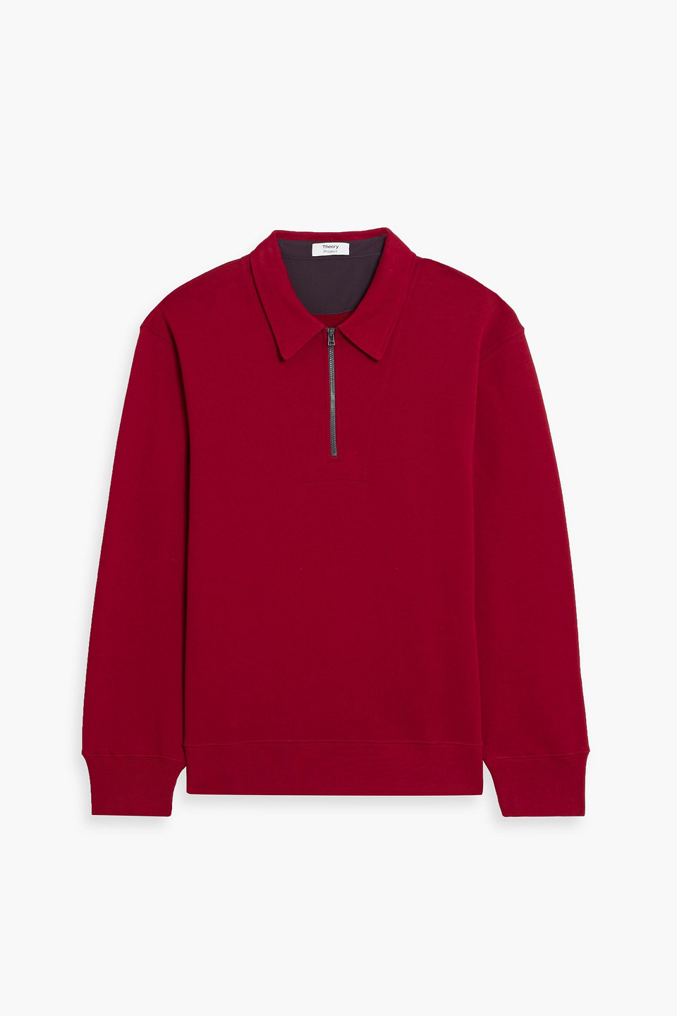 theory - cotton-jersey half-zip sweatshirt - red - s