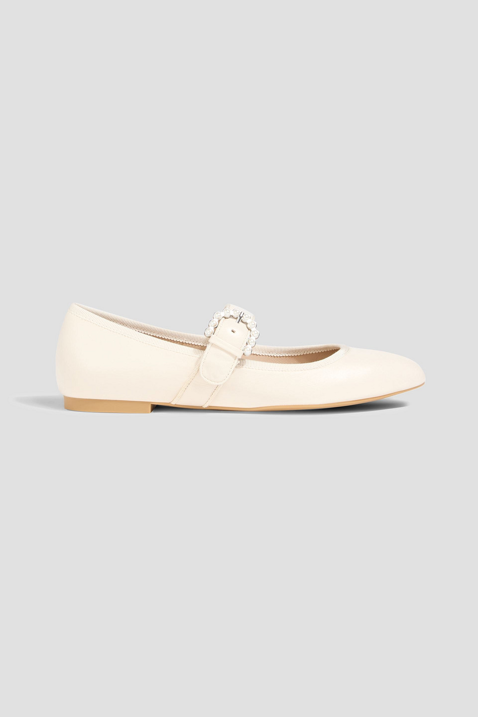 stuart weitzman - piper embellished leather mary jane flats - white - us 8.5