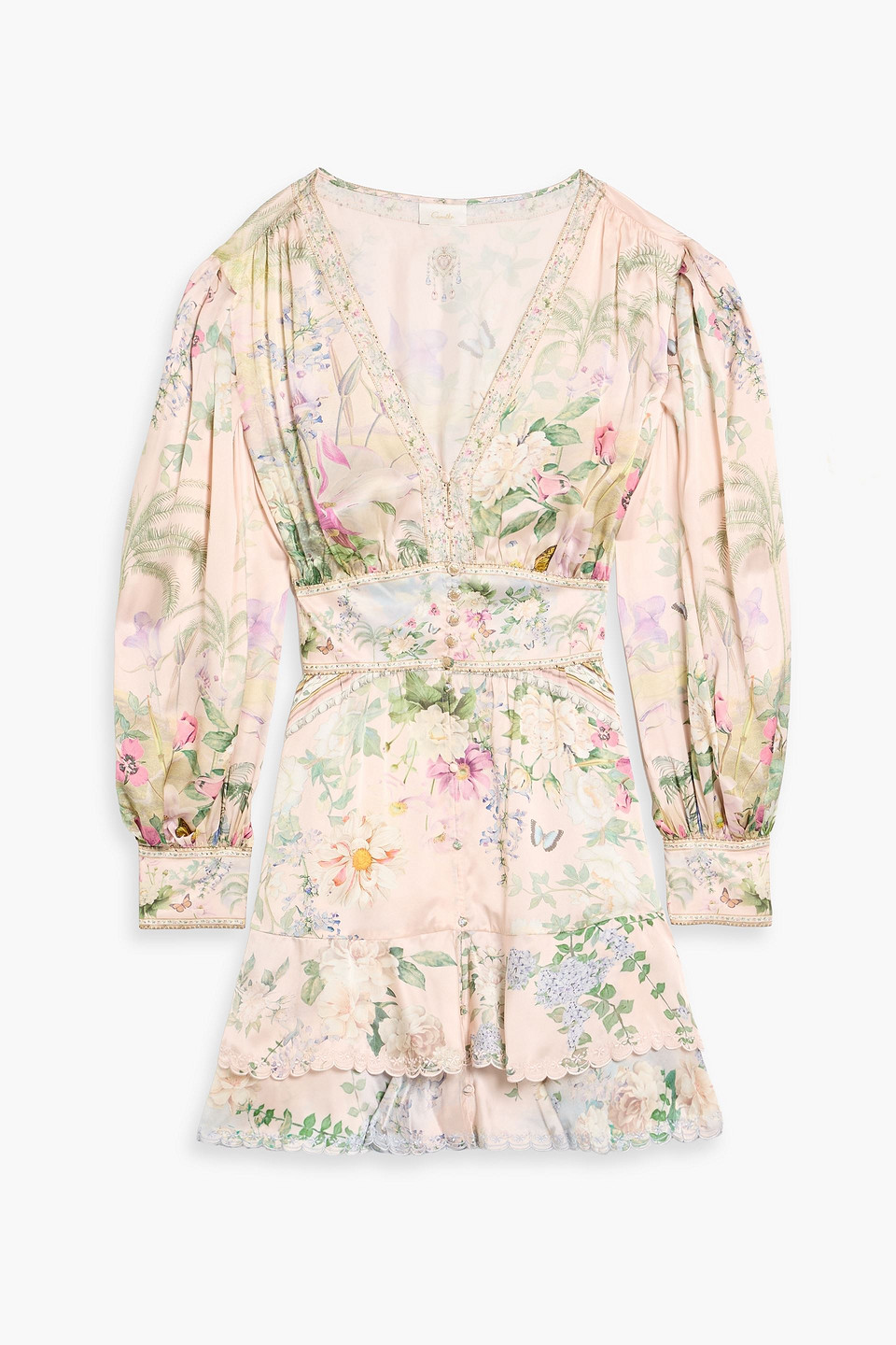 Camilla Tiered Printed Silk-satin Mini Dress In Multi