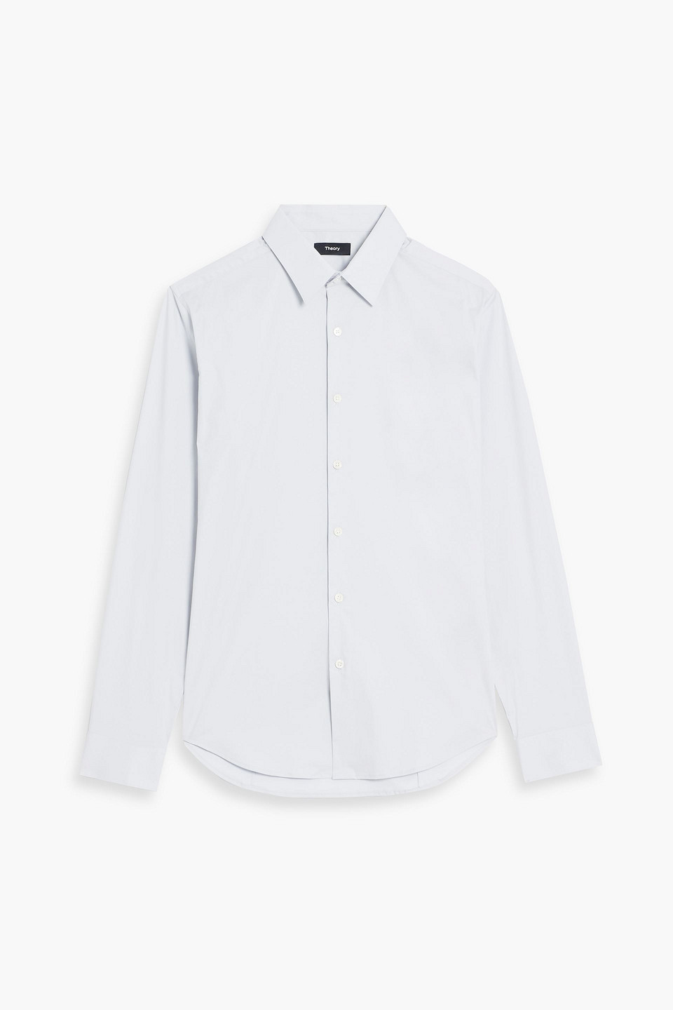theory - sylvain cotton-blend poplin shirt - blue - s