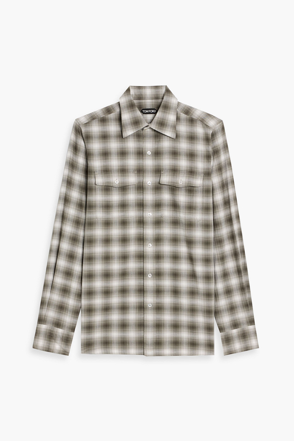 tom ford - checked cotton-twill shirt - gray - eu 39