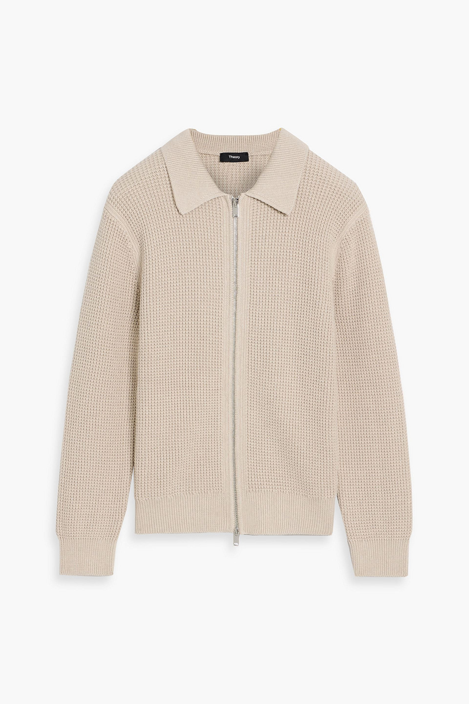 theory - gary ribbed cotton and cashmere-blend zip-up cardigan - neutral - s