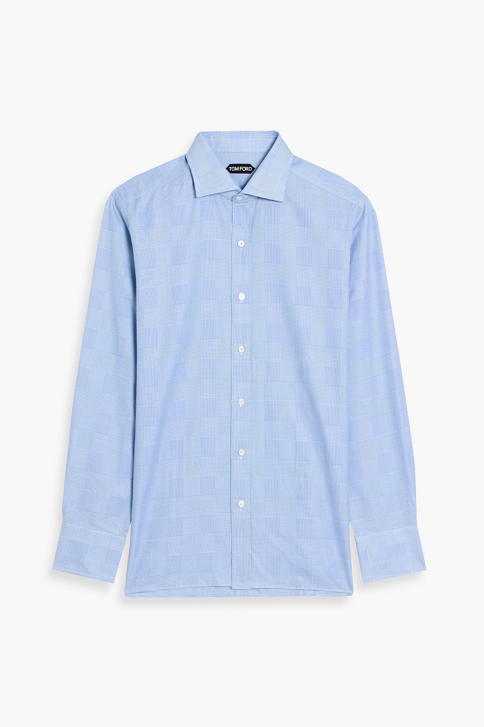tom ford - prince of wales checked cotton shirt - blue - eu 42