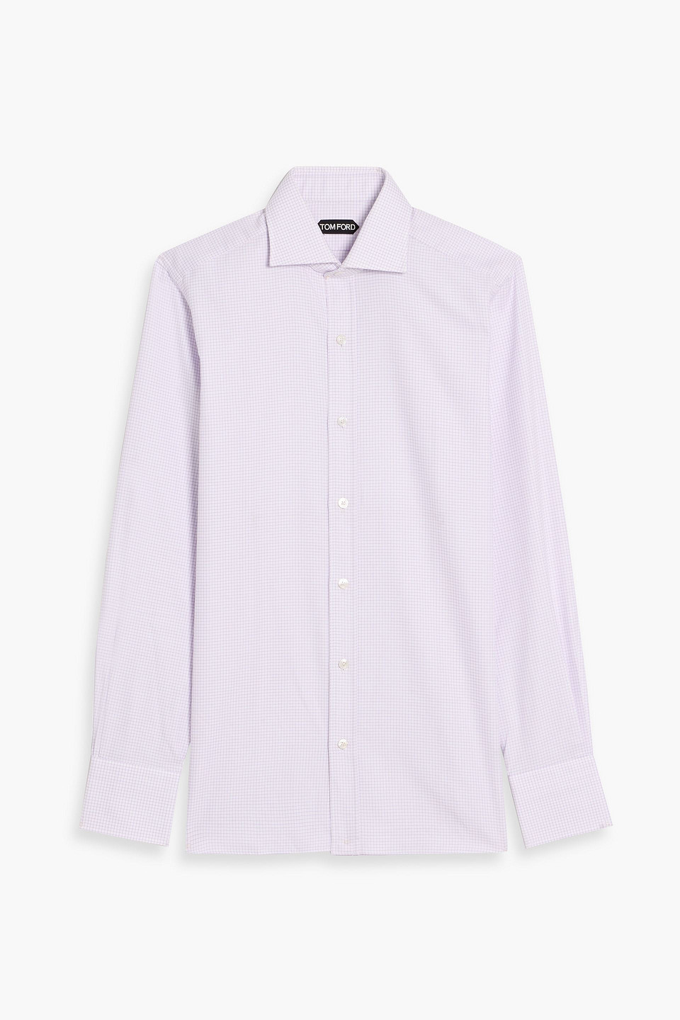 tom ford - gingham cotton shirt - purple - eu 39