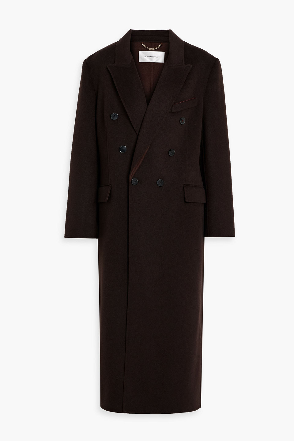 Victoria Beckham Double-breasted Wool And Cashmere-blend Coat In Brown