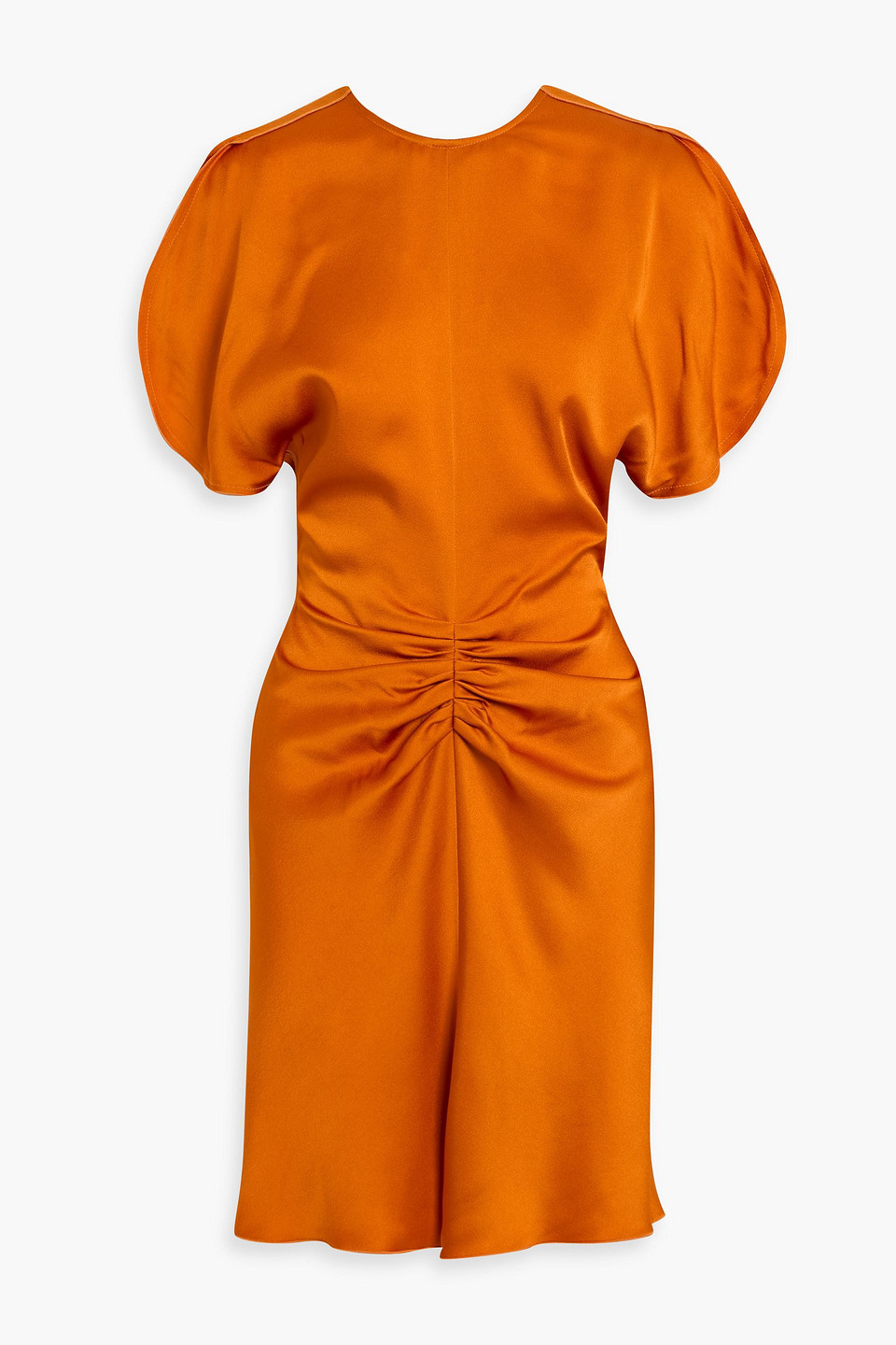 Victoria Beckham Womens Sunset Orange Ruched Regular-fit Woven Mini Dress