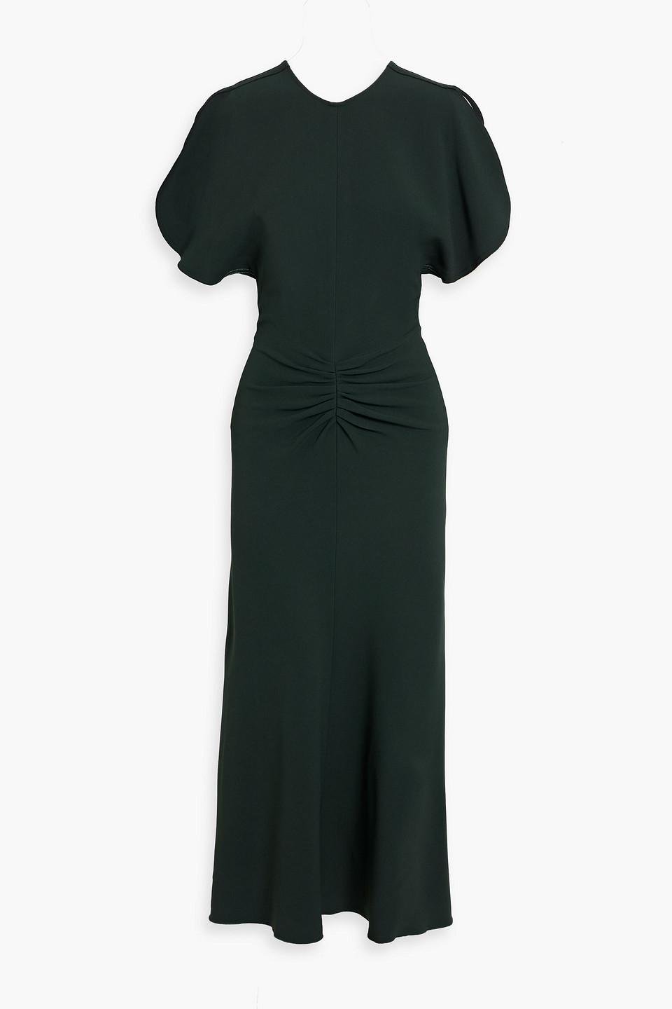 Victoria Beckham Gathered Crepe Midi Dress In Black